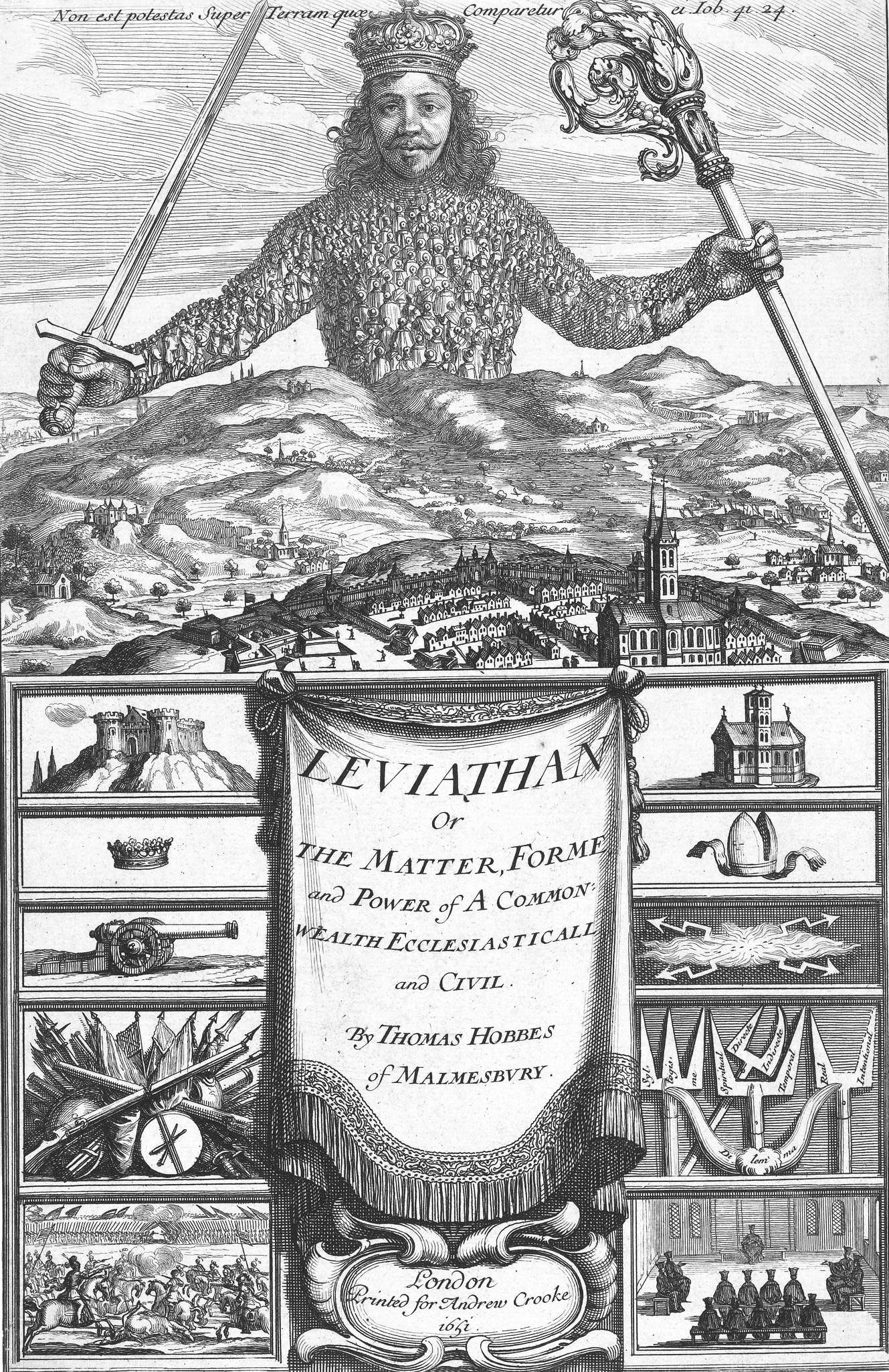 The frontispiece to Leviathan, showing the body of the king made up of the bodies of the people